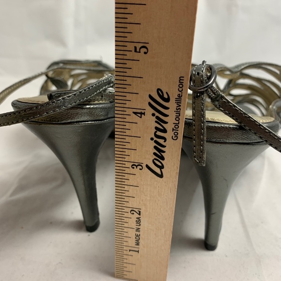 NOS 11 A. Marinelli Pewter leather strappy sandals - Picture 4 of 8